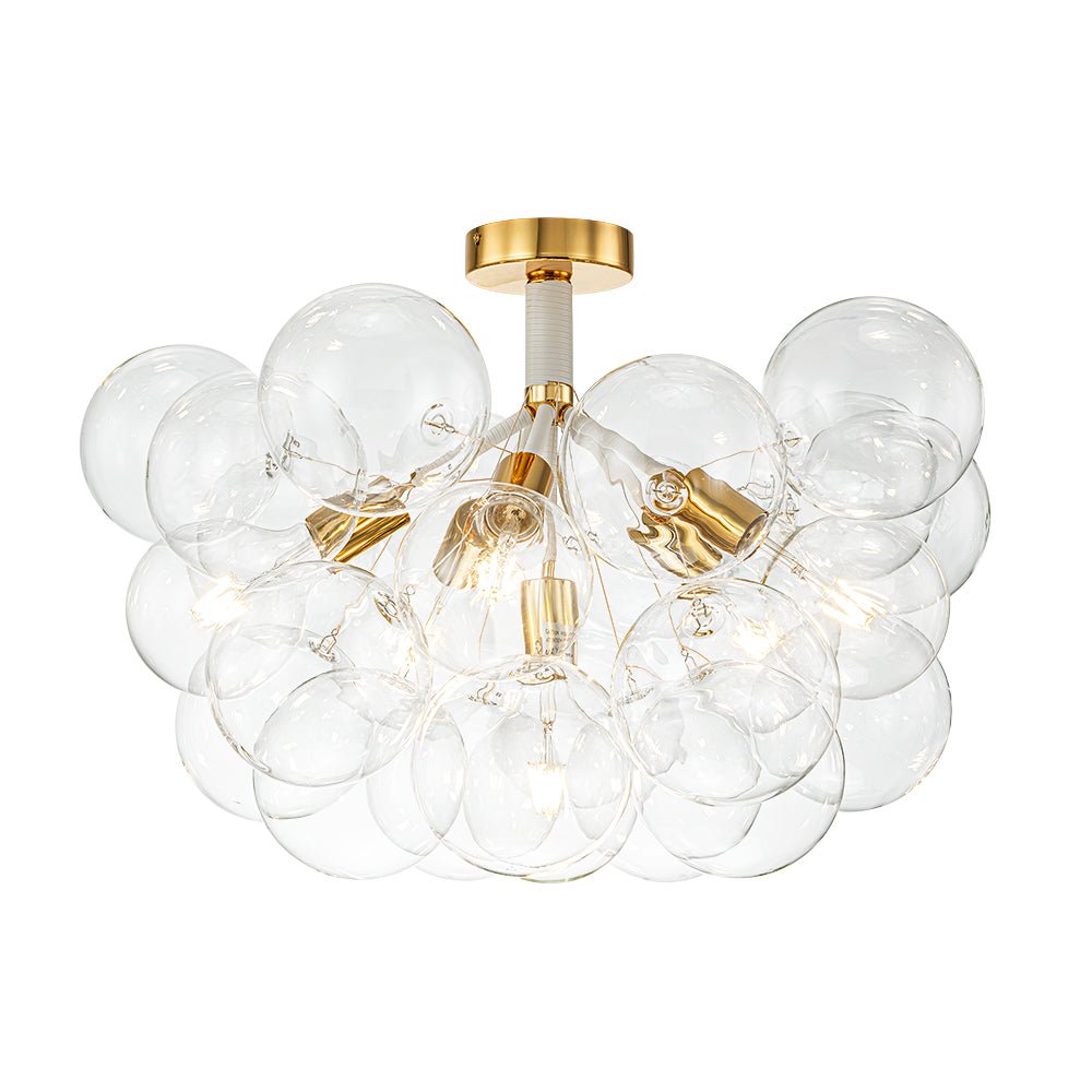 Pendantlightie - Contemporary Clear Glass Bubble Semi Flush Mount - Semi Flush Mount - 4Lt - White