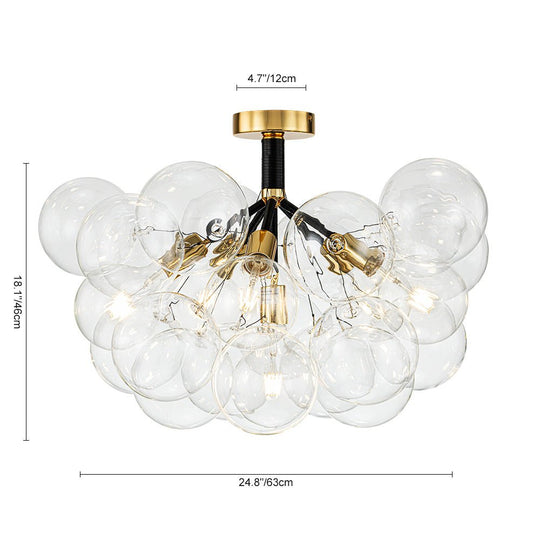 Pendantlightie - Contemporary Clear Glass Bubble Semi Flush Mount - Semi Flush Mount - 4Lt - White