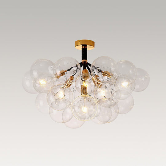 Pendantlightie - Contemporary Clear Glass Bubble Semi Flush Mount - Semi Flush Mount - 4Lt - White