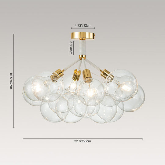 Pendantlightie - Contemporary Clear Glass Bubble Semi Flush Mount - Semi Flush Mount - 4Lt - White