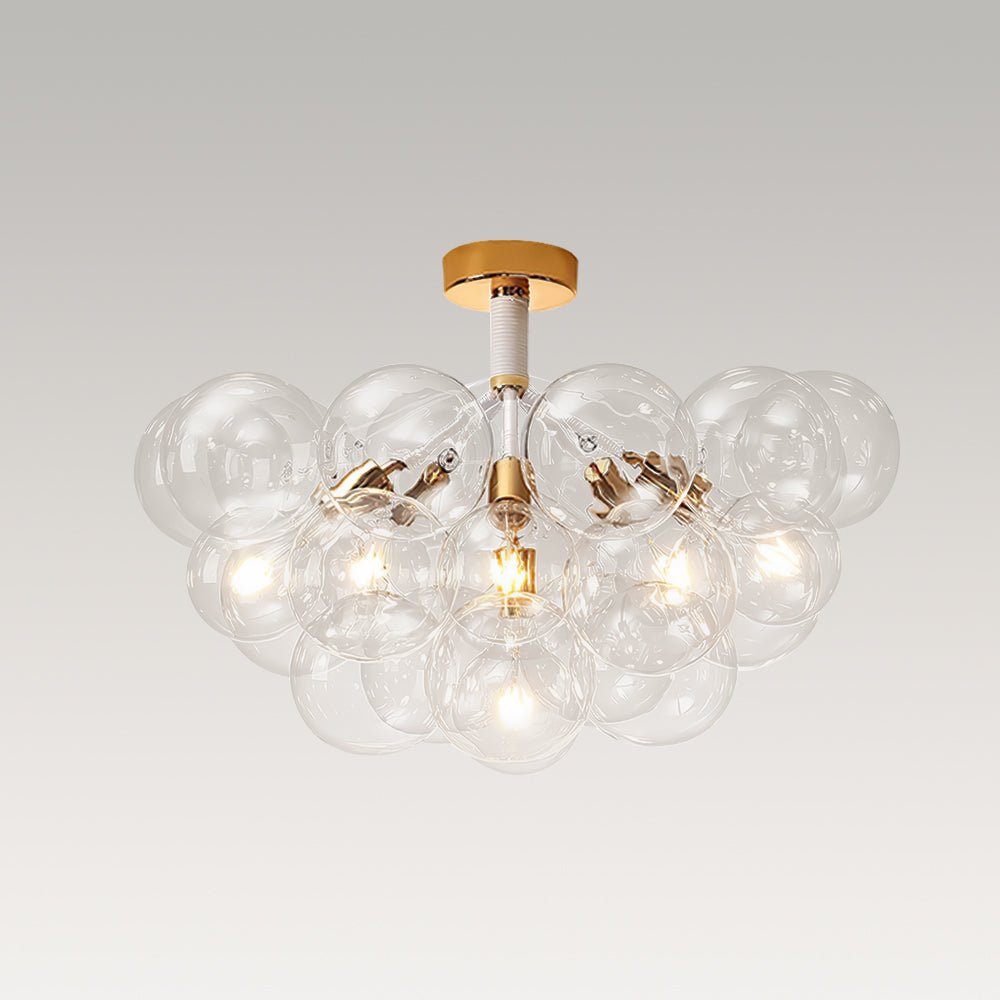 Pendantlightie - Contemporary Clear Glass Bubble Semi Flush Mount - Semi Flush Mount - 4Lt - White