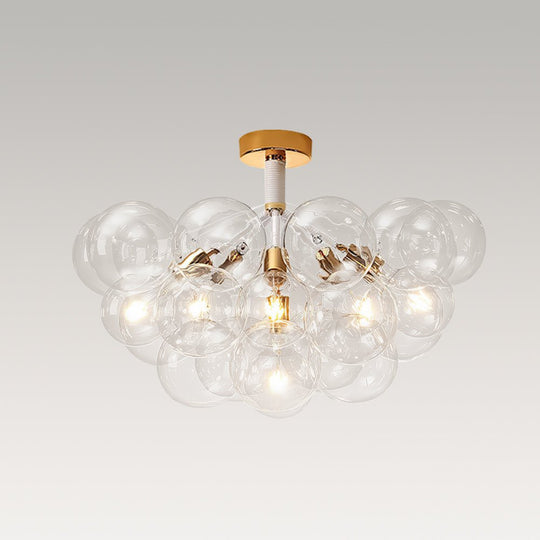 Pendantlightie - Contemporary Clear Glass Bubble Semi Flush Mount - Semi Flush Mount - 4Lt - White