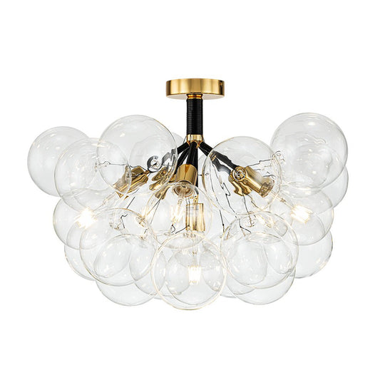 Pendantlightie - Contemporary Clear Glass Bubble Semi Flush Mount - Semi Flush Mount - 4Lt - White