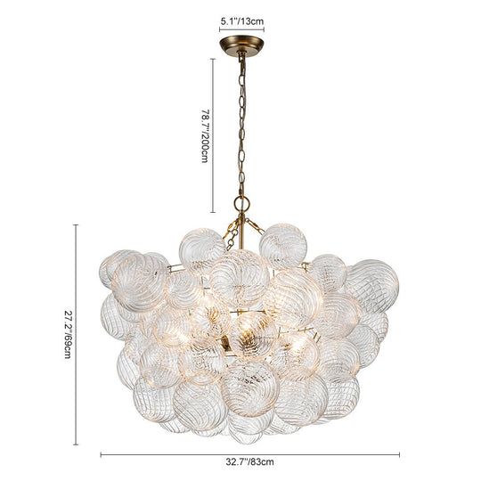 Pendantlightie - Contemporary Clear Ribbed Bubble Chandelier - Chandeliers - 8Lt - Nickel