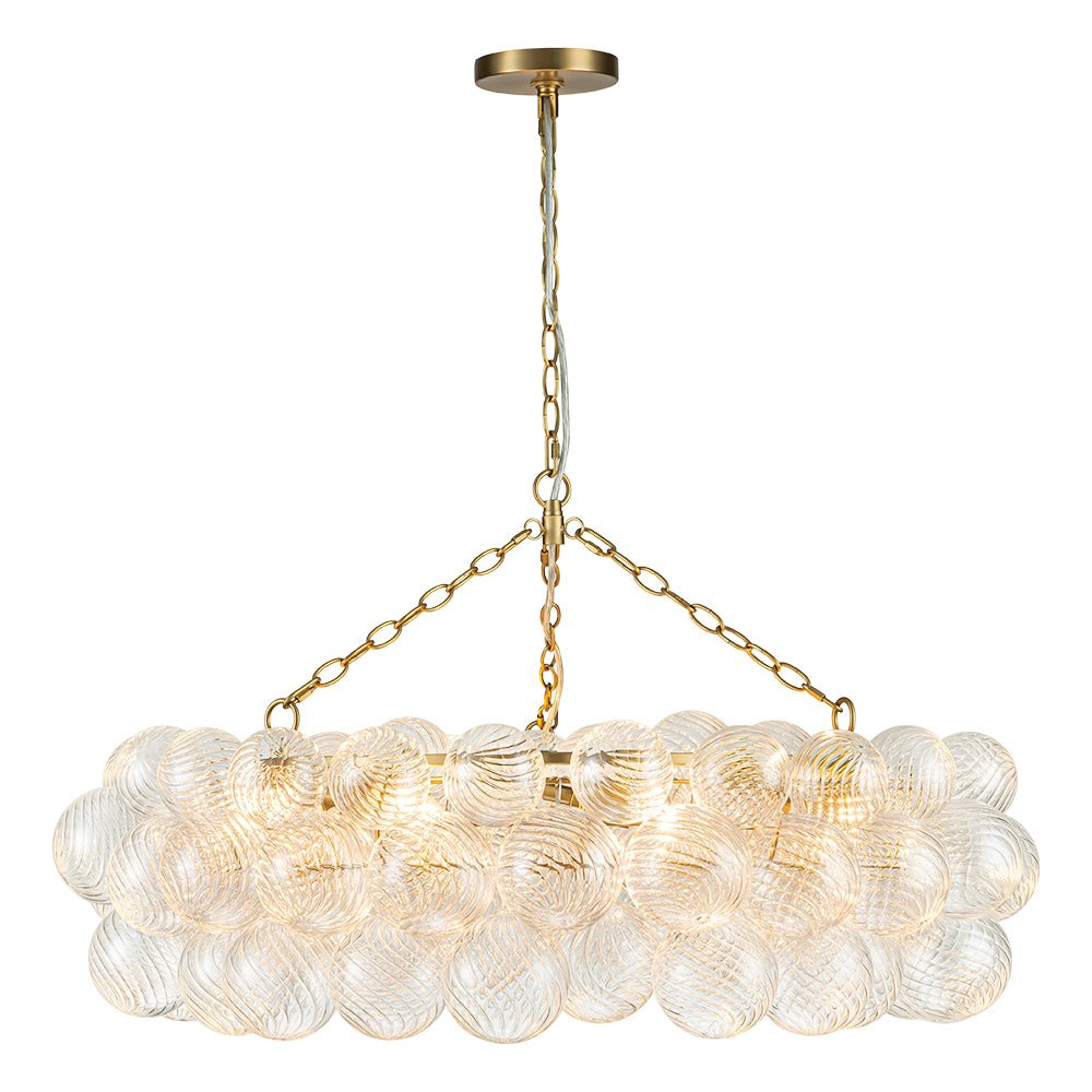 Pendantlightie - Contemporary Clear Ribbed Glass Globe Round Tiered Chandelier - Chandeliers - 12Lt - 