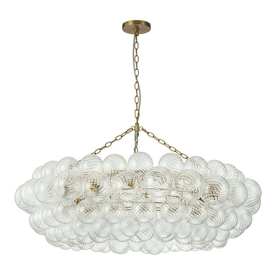 Pendantlightie - Contemporary Clear Ribbed Glass Globe Round Tiered Chandelier - Chandeliers - 12Lt - 