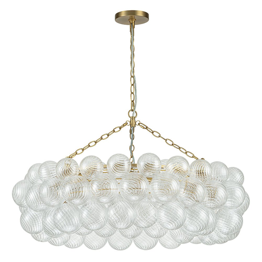 Pendantlightie - Contemporary Clear Ribbed Glass Globe Round Tiered Chandelier - Chandeliers - 12Lt - 