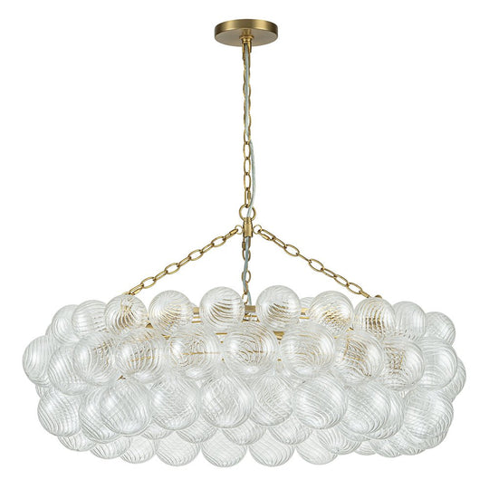 Pendantlightie - Contemporary Clear Ribbed Glass Globe Round Tiered Chandelier - Chandeliers - 12Lt - 