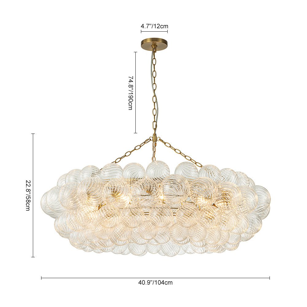 Pendantlightie - Contemporary Clear Ribbed Glass Globe Round Tiered Chandelier - Chandeliers - 12Lt - 