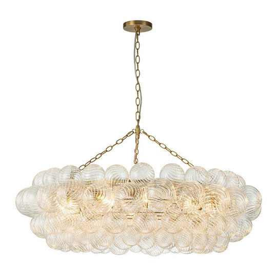 Pendantlightie - Contemporary Clear Ribbed Glass Globe Round Tiered Chandelier - Chandeliers - 12Lt - 