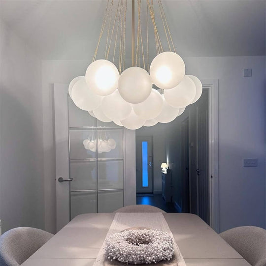 Pendantlightie - Contemporary Glass Bubble Chandelier Light - Chandeliers - 19 Bubbles - Brass