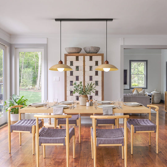 Pendantlightie-Contemporary Natural Dome Kitchen Island Wood Grain Pendant Light-Pendants-Natural-2Lt