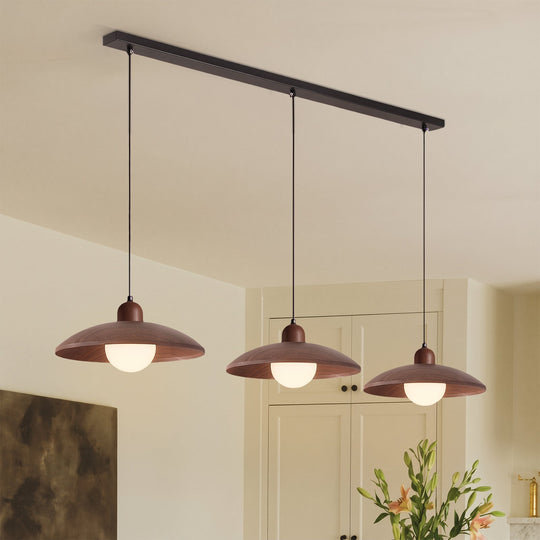 Pendantlightie-Contemporary Natural Dome Kitchen Island Wood Grain Pendant Light-Pendants-Natural-3Lt