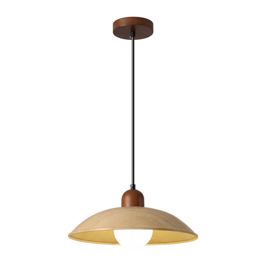 Pendantlightie-Contemporary Natural Dome Kitchen Island Wood Grain Pendant Light-Pendants-Natural-3Lt