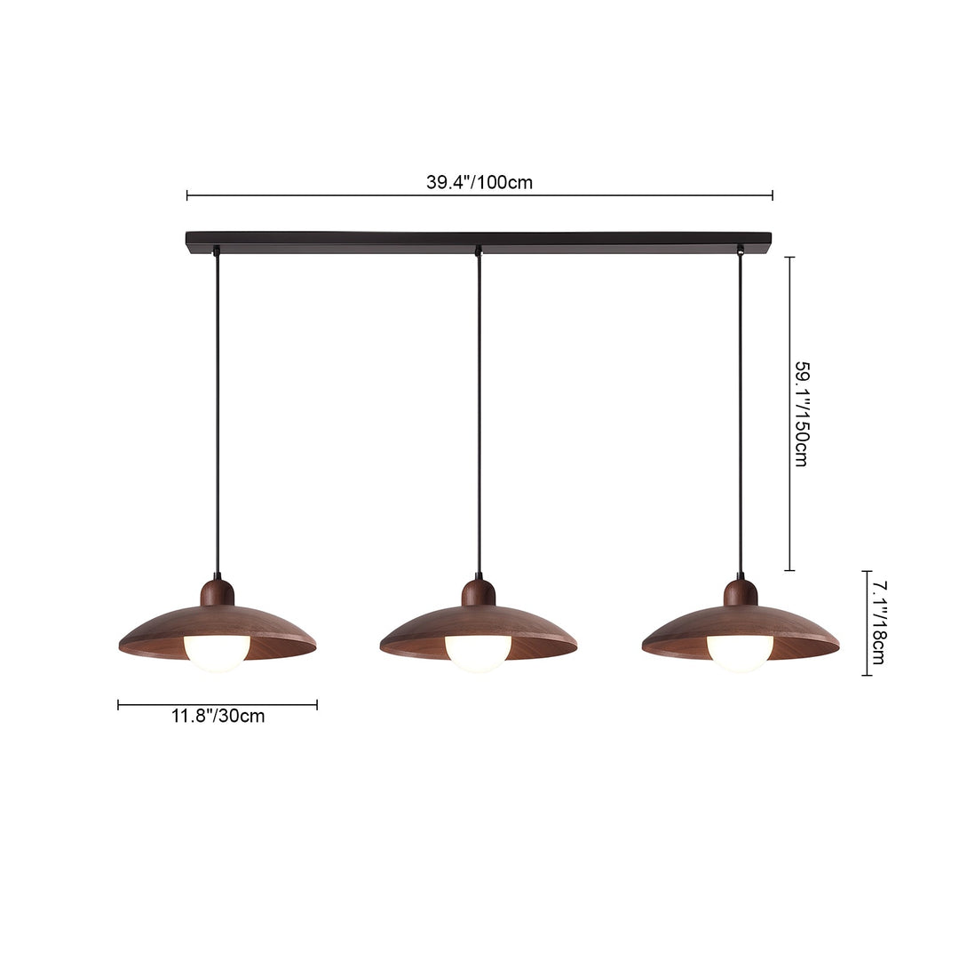 Pendantlightie-Contemporary Natural Dome Kitchen Island Wood Grain Pendant Light-Pendants-Natural-3Lt