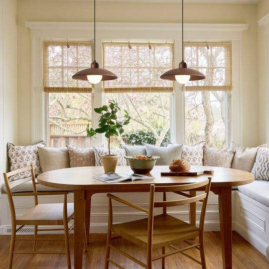 Pendantlightie-Contemporary Natural Dome Kitchen Island Wood Grain Pendant Light-Pendants-Walnut-2Lt