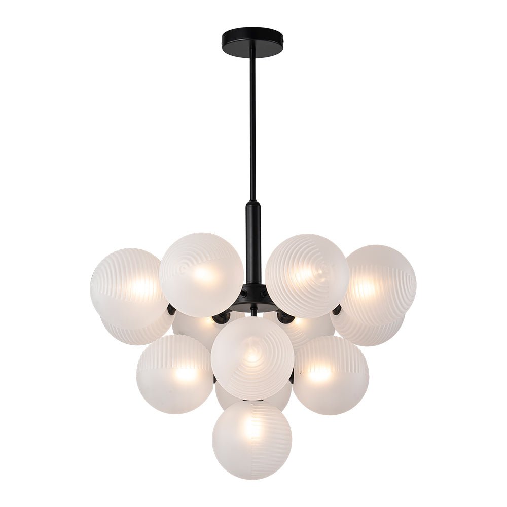 Pendantlightie - Contemporary Ribbed Glass Bubble Chandelier - Chandeliers - 5Lt - Brass