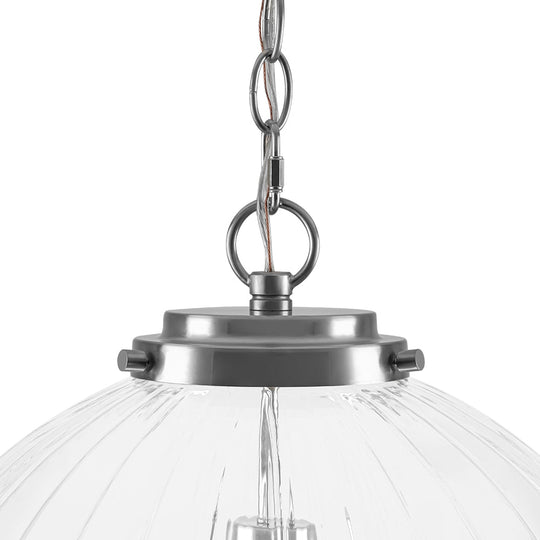 Pendantlightie - Contemporary Textured Globe Single Light Ribbed Glass Sphere Pendant - Pendants - Nickel - 