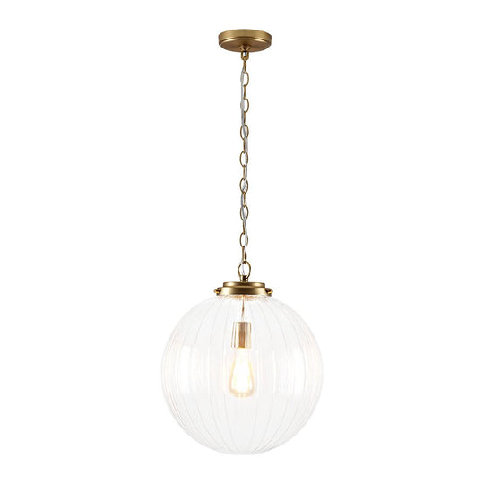 Pendantlightie - Contemporary Textured Globe Single Light Ribbed Glass Sphere Pendant - Pendants - Nickel - 