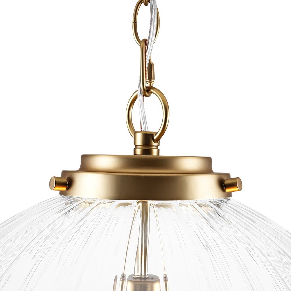 Pendantlightie - Contemporary Textured Globe Single Light Ribbed Glass Sphere Pendant - Pendants - Nickel - 