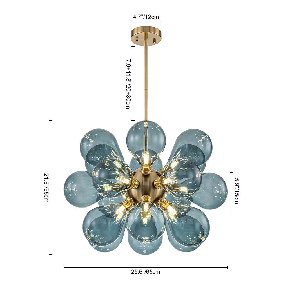 Pendantlightie - Contenporary 18 - Light Sputnik Design Blue Glass Bubble Chandelier - Chandeliers - Gradient Blue - 