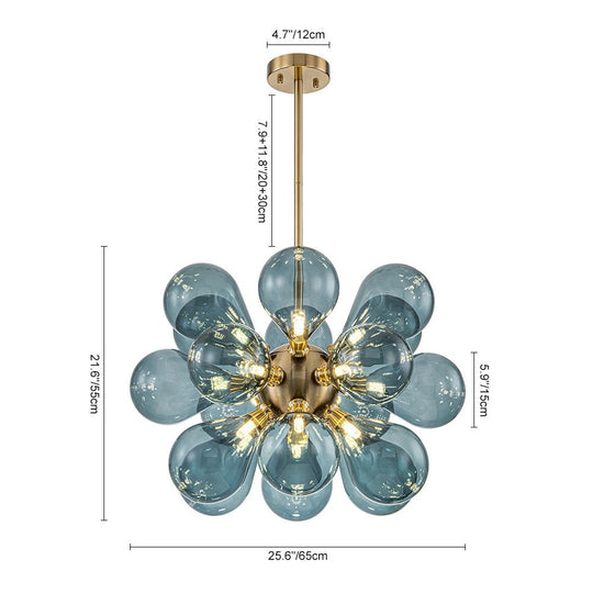 Pendantlightie - Contenporary 18 - Light Sputnik Design Blue Glass Bubble Chandelier - Chandeliers - Gradient Blue - 