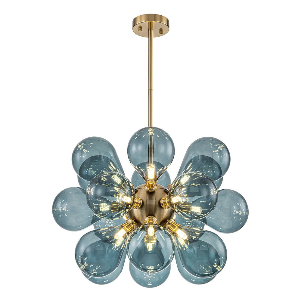Pendantlightie - Contenporary 18 - Light Sputnik Design Blue Glass Bubble Chandelier - Chandeliers - Gradient Blue - 
