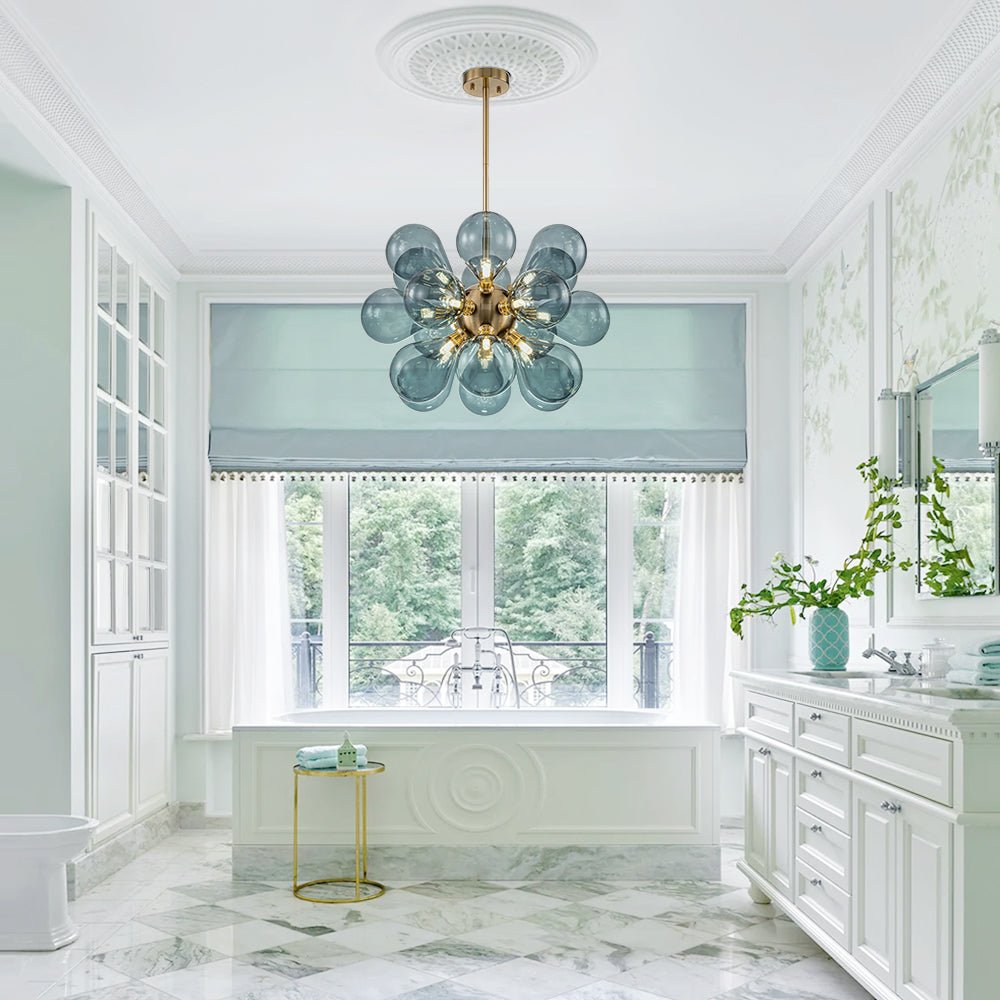 Pendantlightie - Contenporary 18 - Light Sputnik Design Blue Glass Bubble Chandelier - Chandeliers - Gradient Blue - 