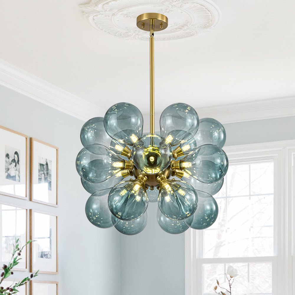 Pendantlightie - Contenporary 18 - Light Sputnik Design Blue Glass Bubble Chandelier - Chandeliers - Gradient Blue - 