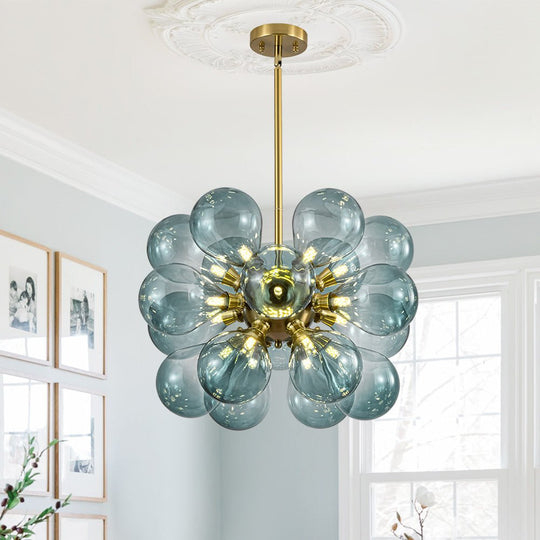 Pendantlightie - Contenporary 18 - Light Sputnik Design Blue Glass Bubble Chandelier - Chandeliers - Gradient Blue - 