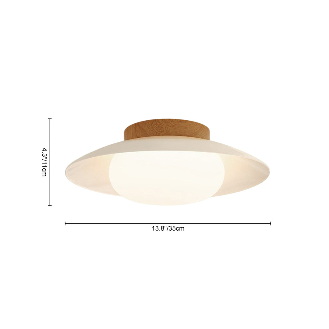 Pendantlightie-Creamy Three-Color Dimmable LED Dome Round Shape Semi Ceiling Light-Semi Flush Mount-Walnut-