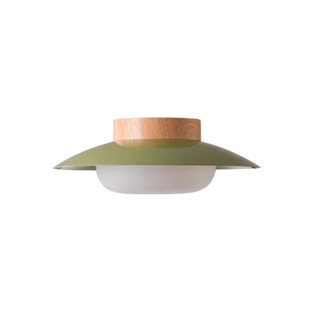 Pendantlightie-Creamy Three-Color Dimmable LED Dome Round Shape Semi Ceiling Light-Semi Flush Mount-Walnut-