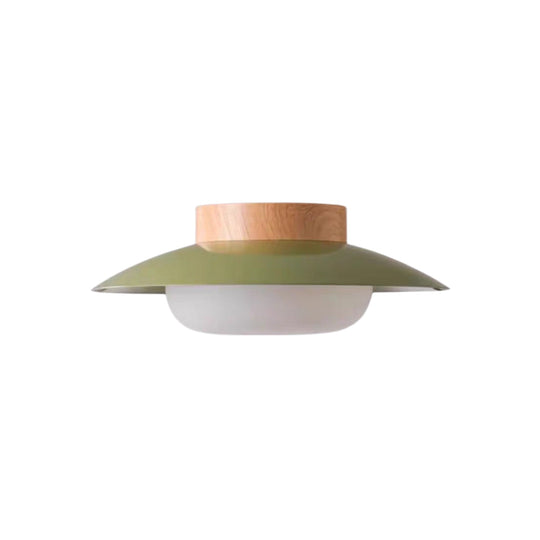 Pendantlightie-Creamy Three-Color Dimmable LED Dome Round Shape Semi Ceiling Light-Semi Flush Mount-Walnut-