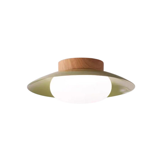 Pendantlightie-Creamy Three-Color Dimmable LED Dome Round Shape Semi Ceiling Light-Semi Flush Mount-Walnut-