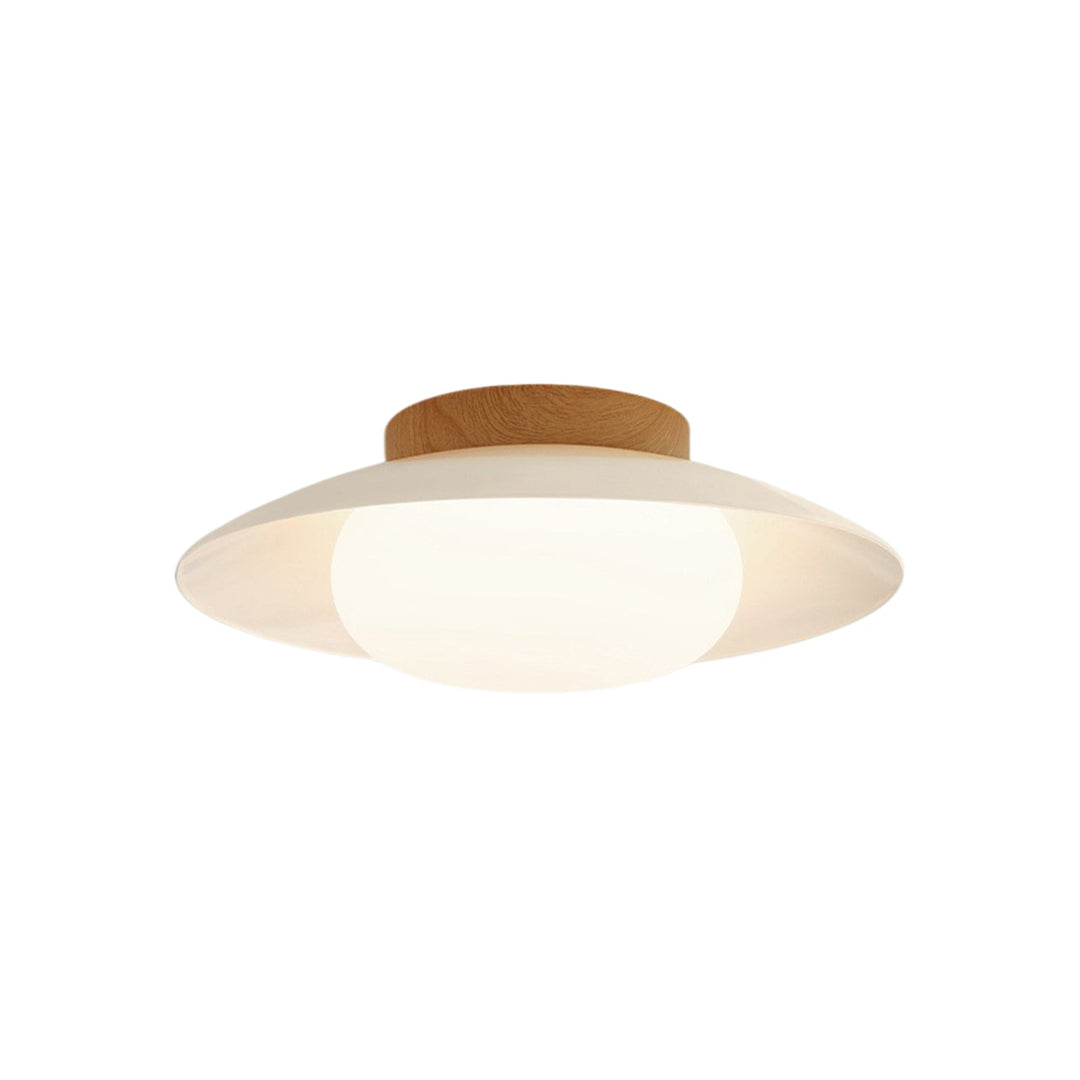 Pendantlightie-Creamy Three-Color Dimmable LED Dome Round Shape Semi Ceiling Light-Semi Flush Mount-Walnut-