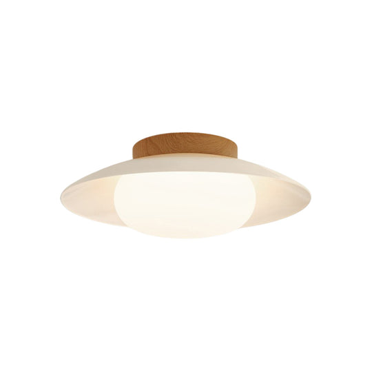Pendantlightie-Creamy Three-Color Dimmable LED Dome Round Shape Semi Ceiling Light-Semi Flush Mount-Walnut-