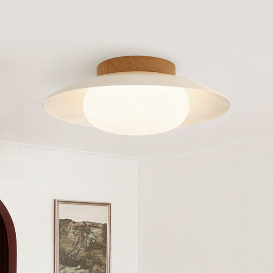Pendantlightie-Creamy Three-Color Dimmable LED Dome Round Shape Semi Ceiling Light-Semi Flush Mount-White-