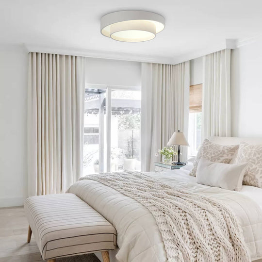 Pendantlightie - Creative Concentric Circle Led Ceiling Light - Flush Mount - Cool White Light - White