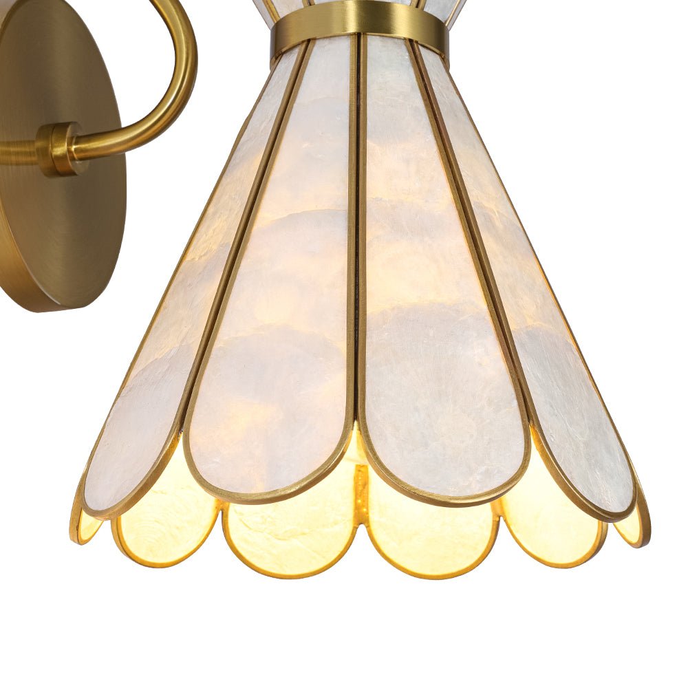 Pendantlightie - Decorative Tiffany 1 - Light Hourglass Capiz Shell Shade Armed Sconce - Wall Light - Brass - 