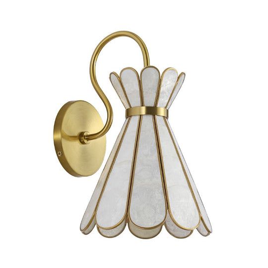 Pendantlightie - Decorative Tiffany 1 - Light Hourglass Capiz Shell Shade Armed Sconce - Wall Light - Brass - 