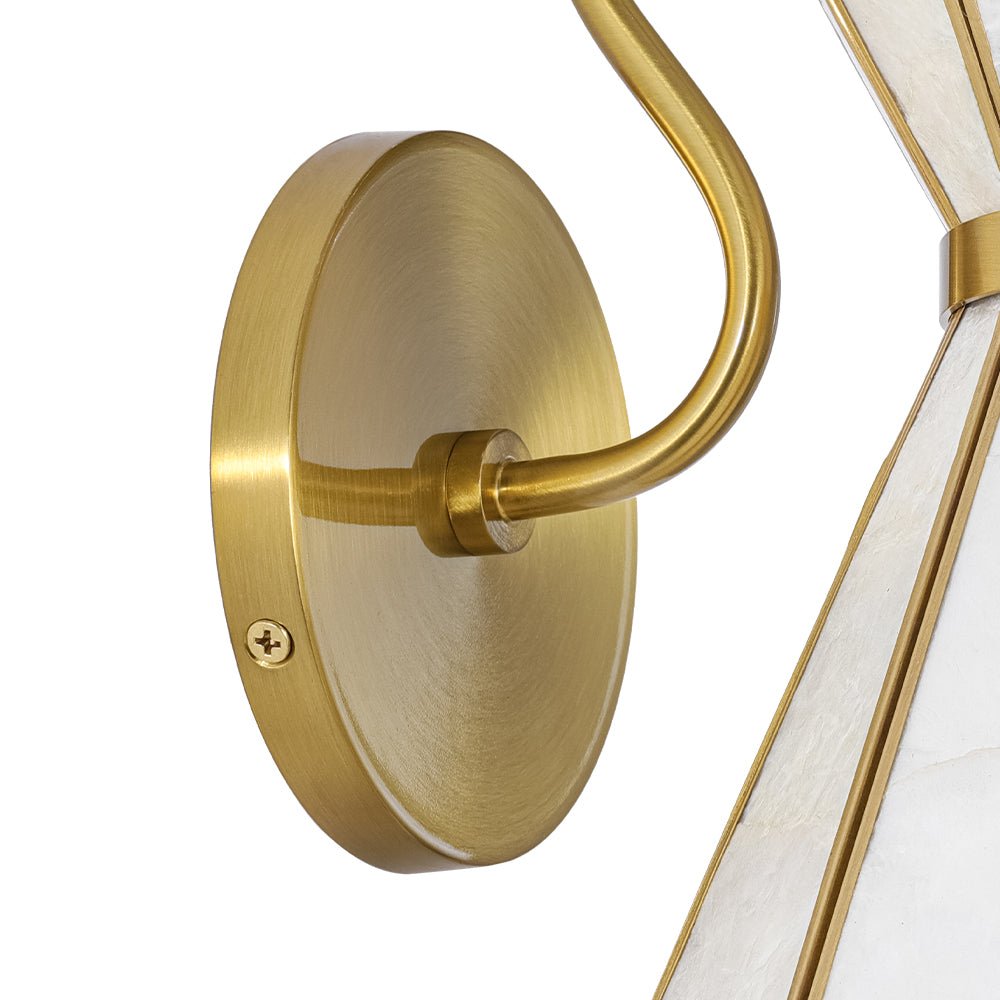 Pendantlightie - Decorative Tiffany 1 - Light Hourglass Capiz Shell Shade Armed Sconce - Wall Light - Brass - 