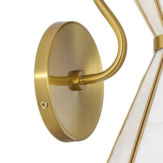 Pendantlightie - Decorative Tiffany 1 - Light Hourglass Capiz Shell Shade Armed Sconce - Wall Light - Brass - 