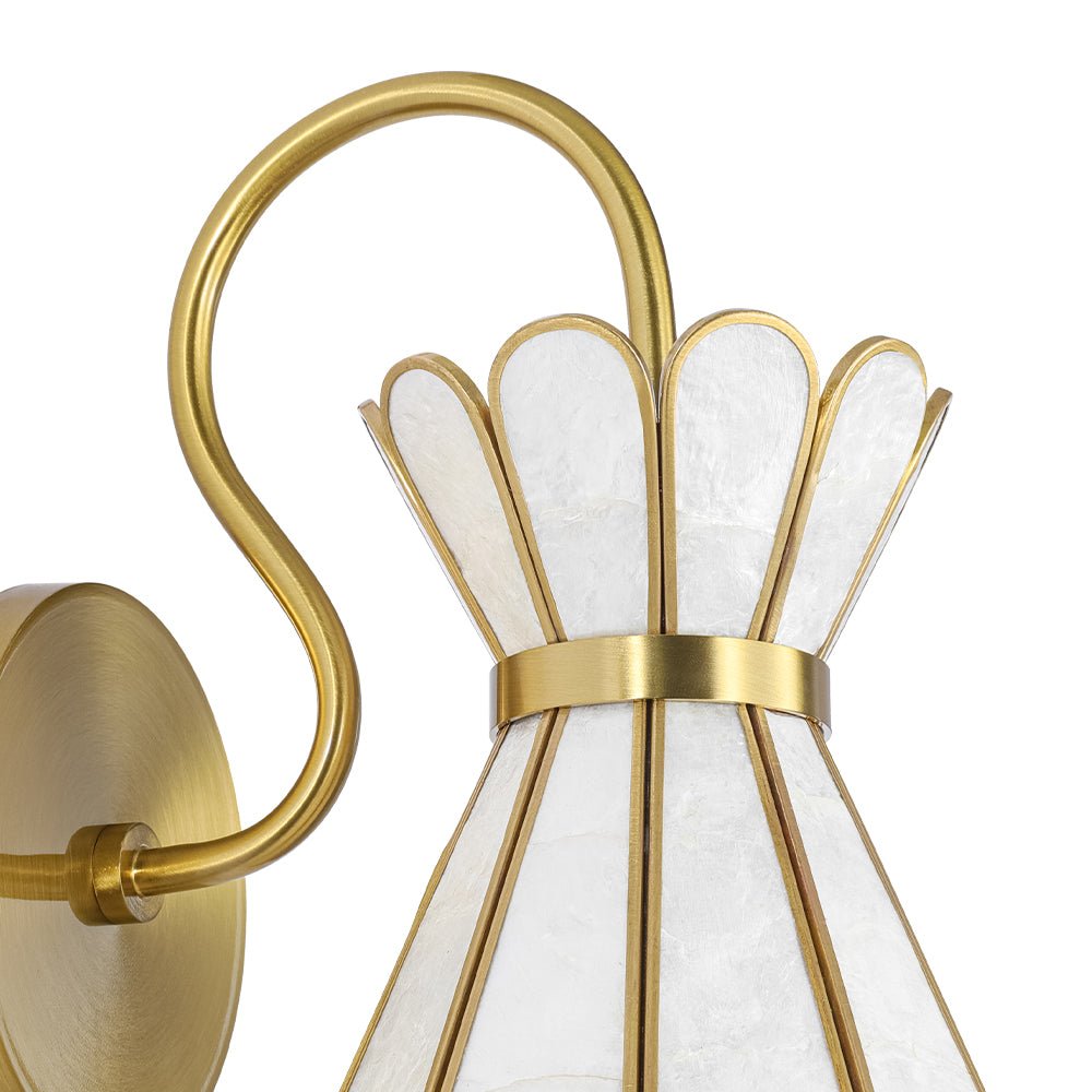 Pendantlightie - Decorative Tiffany 1 - Light Hourglass Capiz Shell Shade Armed Sconce - Wall Light - Brass - 