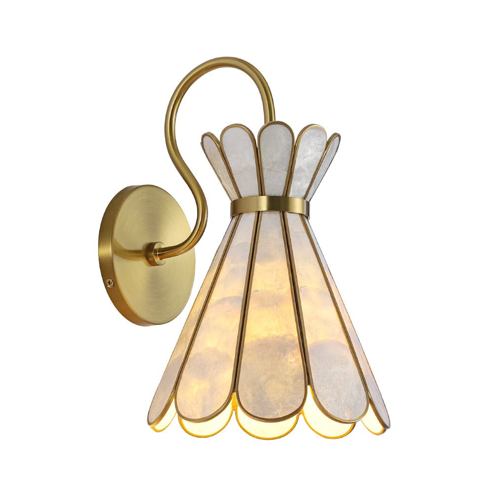 Pendantlightie - Decorative Tiffany 1 - Light Hourglass Capiz Shell Shade Armed Sconce - Wall Light - Brass - 