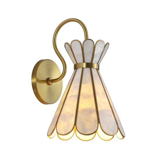 Pendantlightie - Decorative Tiffany 1 - Light Hourglass Capiz Shell Shade Armed Sconce - Wall Light - Brass - 