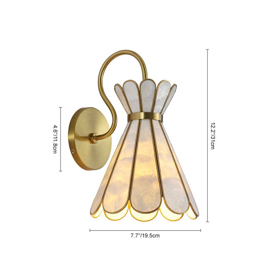 Pendantlightie - Decorative Tiffany 1 - Light Hourglass Capiz Shell Shade Armed Sconce - Wall Light - Brass - 