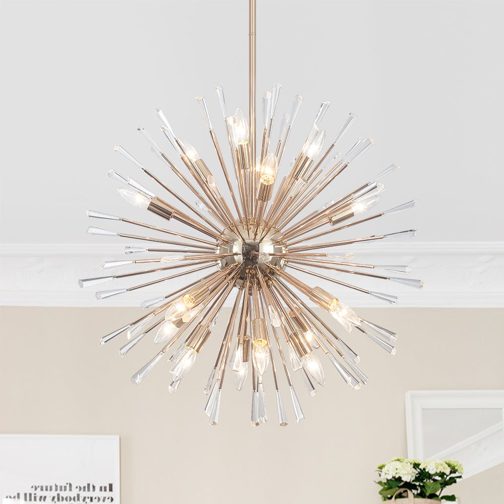 Pendantlightie - Elegant 16 - Light Firework Round Dandelion Crystal Chandelier - Chandeliers - Gold - 