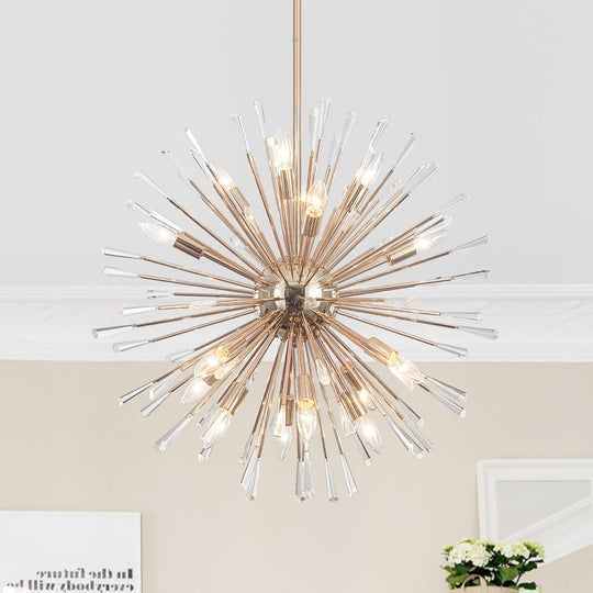Pendantlightie - Elegant 16 - Light Firework Round Dandelion Crystal Chandelier - Chandeliers - Gold - 