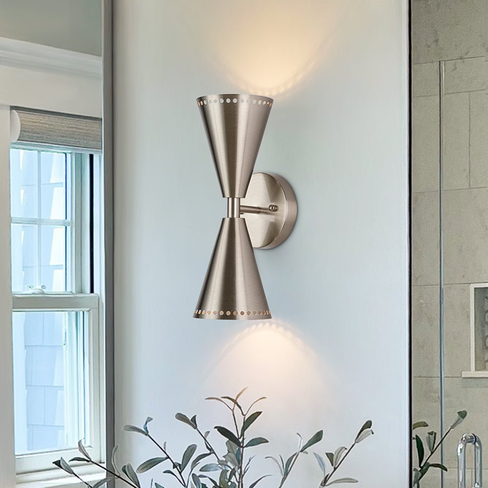 Pendantlightie - Elegant 2 - Light Starry Hourglass Up And Down Cone Wall Light - Wall Light - Nickel - 