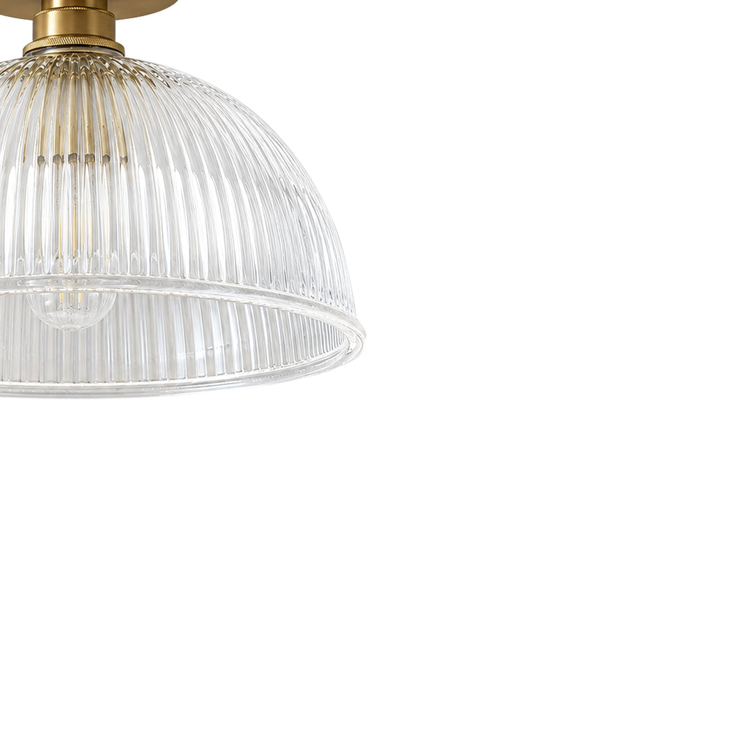 Pendantlightie-Farmhouse 1-Light Clear Ribbed Dome Shape Glass Semi Ceiling Light-Semi Flush Mount-Large-